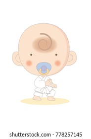 Baby learning karate