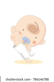 Baby learning karate - vector