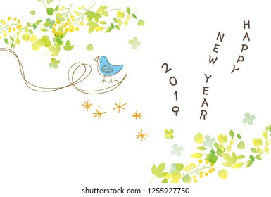 Baby and leaves cute 2019 postcard
