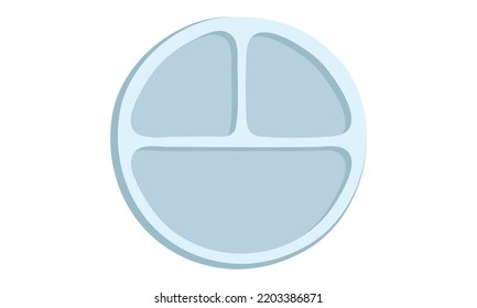 Baby led weaning empty plate clipart. Empty baby-led weaning BLW plate for putting finger food for kid self-feeding flat vector illustration. Blank weaning plate cartoon style icon