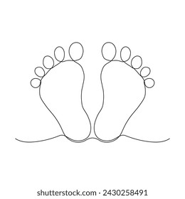 baby legs Baby foot print in one line style. Hand drawing.hand drawn, one line, line art, baby, birth