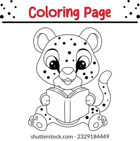 baby leopard. Animals Coloring book for kids.