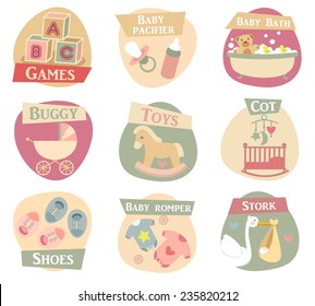 Baby life flat icons set