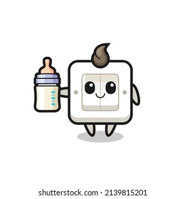 baby light switch cartoon character with milk bottle , cute style design for t shirt, sticker, logo element
