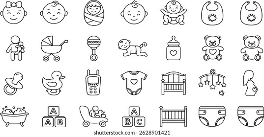 Baby Line Editable Icons set