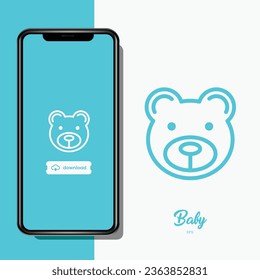 baby line, flat icon set and smarthone vector