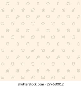 Baby Line Icon Beige Pattern