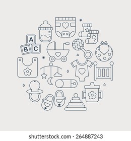 Baby line icon circle set