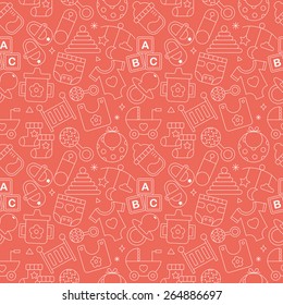 Baby line icon pattern set