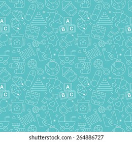 Baby Line Icon Pattern Set