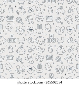 Baby line icon pattern set