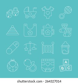Baby line icon set