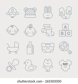 Baby line icon set