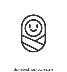 Baby line icon, sign or symbol. Premium pictogram in trendy outline style. Baby pixel perfect vector icon isolated on a white background. 