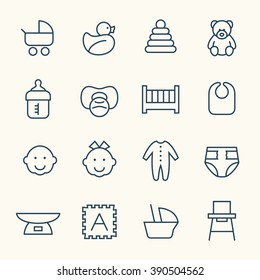 Baby line icons