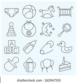 Baby linear icons set