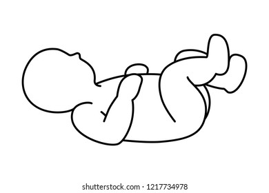 Baby in linear style. Vector illustration, icon, logo, sign.