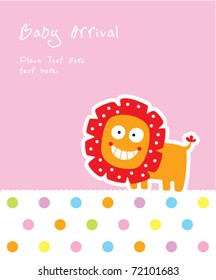 baby lion arrival greeting card