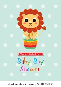 baby lion boy baby shower invitation card