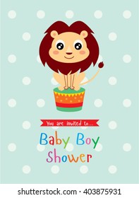 baby lion boy baby shower invitation card