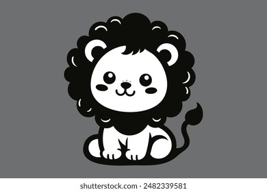 baby lion cartoon silhouette vector