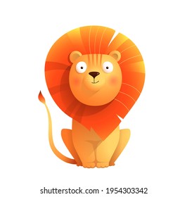 Baby lion cute animal vector design for stickers, baby shower or nursery art. Adorable lion for kids isolated vector clipart.