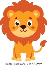 Baby Lion Funny friendly greeting lion for kids and children, African humorous safari animal mascot Minimalist, illustration,  minimalist art, vector illustration, wildlife illustration, nature