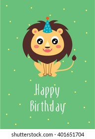baby lion happy birthday greeting card