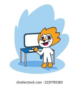 baby lion joy full happy mascot cartoon character for education vector