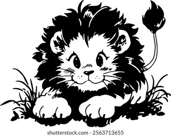 Baby Lion Jungle Cute Adorable Animal Vector Illustration