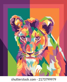 baby lion king in style wpap pop art portrait