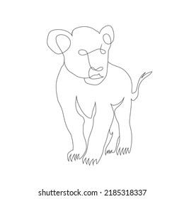 Baby Lion line art drawing style, the lion sketch black linear isolated on white background, the best baby lion vector illustration