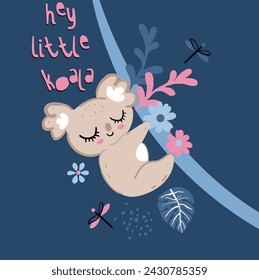 baby littel koala flowers girl