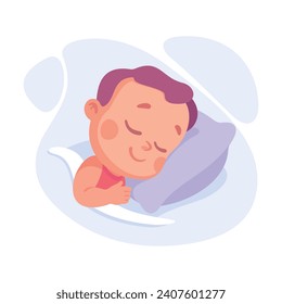 Niño pequeño bebé con la cara cortada que duerme en el vector de almohada suave Ilustración