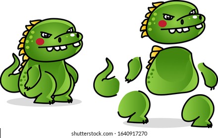 baby lizard monster character design for animation and game.