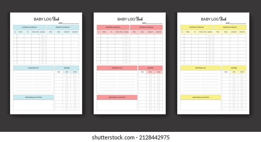 Baby log book planner and minimalist planner pages templates 