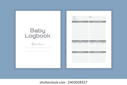 Baby logbook baby care logbook vector kdp interior design template