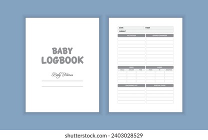 Baby logbook baby care logbook vector kdp interior design template