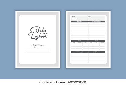 Baby logbook baby care logbook vector kdp interior design template