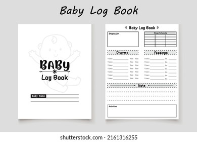 Baby logbook planner template design for KDP Interior. Low content KDP interior