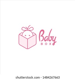 Baby Logo Gift Box Present Ribbon Vector Icon Inspiration