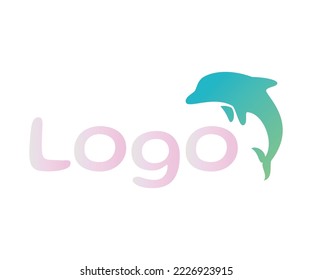 Baby logo, kid icon. Creative logo with dolphin silhouette icon and brand names. Child love, child care, protect children concept. Baby shop Maternity store Children's toys store Kids fashion symbols.