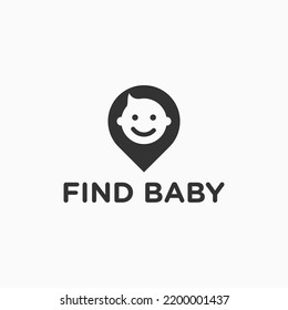 baby logo with location find local icon vector illustration template