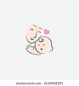 logotipo do bebê abraço adormecido confortavelmente. Ilustrações de sonho doce. sono de bebê bonito