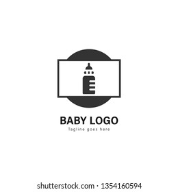 Baby logo template design. baby logo with modern frame isolated on white background