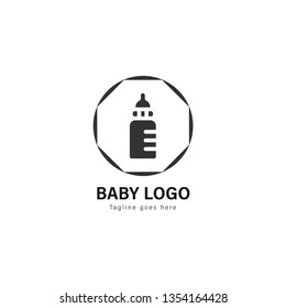 Baby logo template design. baby logo with modern frame isolated on white background