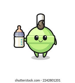 baby lollipop cartoon character with milk bottle , cute style design for t shirt, sticker, logo element