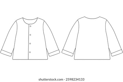 baby Long sleeve sweater cardigan vector template front and back view design