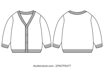 baby Long sleeve sweater vector template front and back view design