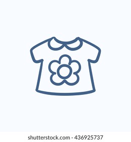 Icono de esbozo vectorial de la chaqueta suelta del bebé aislado en el fondo. La mano dibujó el icono de la chaqueta suelta del bebé. Icono de boceto de chaqueta suelta para infografía, sitio web o aplicación.
